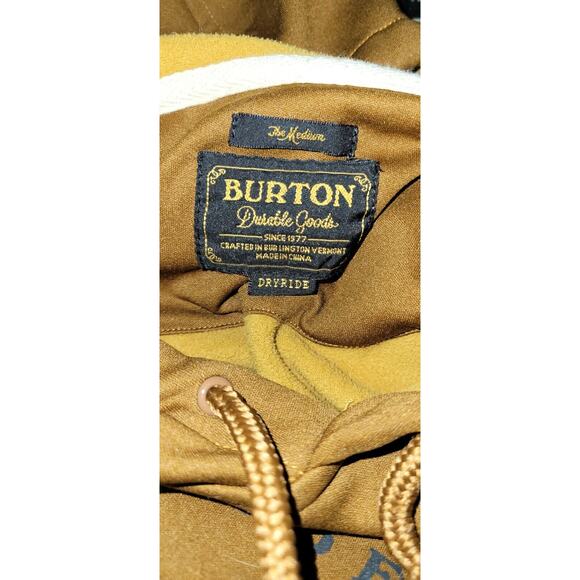 Burton Dry Ride Mens Medium Brown Logo Hooded Drawstring Pockets Sweatshirt - Picture 10 of 12